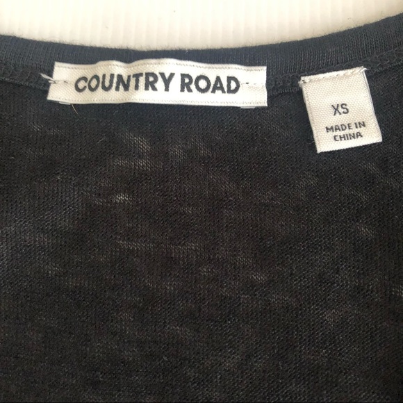 Country Road XS Linen Tank Top Pom Pom Trim Black Staple piece Hi-low Hemline - Picture 8 of 11